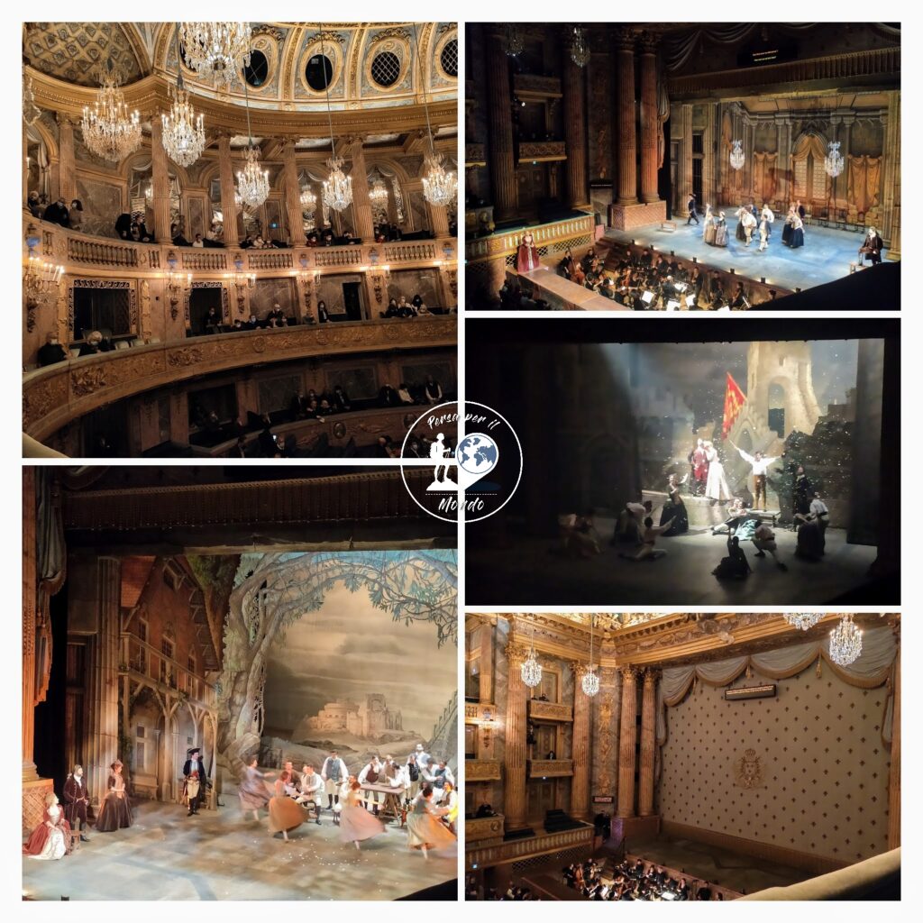Scintillio del teatro di Versailles e scene dell'opera Riccardo cuor di Leone